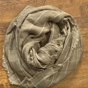 DSW Taupe Brown Checkered Print Infinity Scarf